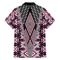 Pink Aotearoa Tukutuku and Poutama Motif Family Matching Summer Maxi Dress and Hawaiian Shirt