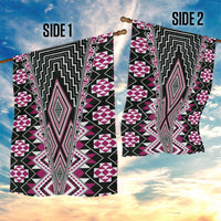 Pink Aotearoa Tukutuku and Poutama Motif Garden Flag LT03 - Polynesian Pride