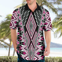 Pink Aotearoa Tukutuku and Poutama Motif Hawaiian Shirt LT03 - Polynesian Pride