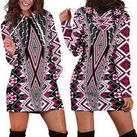 Pink Aotearoa Tukutuku and Poutama Motif Hoodie Dress LT03 - Polynesian Pride