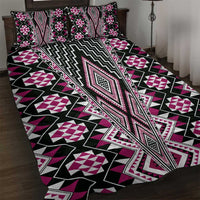 Pink Aotearoa Tukutuku and Poutama Motif Quilt Bed Set LT03 Pink - Polynesian Pride