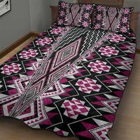 Pink Aotearoa Tukutuku and Poutama Motif Quilt Bed Set LT03 - Polynesian Pride