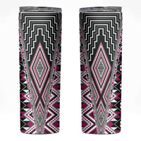 Pink Aotearoa Tukutuku and Poutama Motif Skinny Tumbler