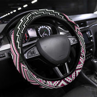 Pink Aotearoa Tukutuku and Poutama Motif Steering Wheel Cover LT03 Universal Fit Pink - Polynesian Pride