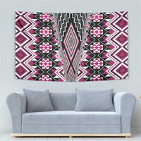 Pink Aotearoa Tukutuku and Poutama Motif Tapestry