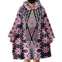 Pink Aotearoa Tukutuku and Poutama Motif Wearable Blanket Hoodie LT03 - Polynesian Pride