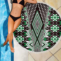 Green Aotearoa Tukutuku and Poutama Motif Beach Blanket LT03 - Polynesian Pride