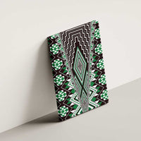 Green Aotearoa Tukutuku and Poutama Motif Canvas Wall Art LT03 - Polynesian Pride