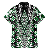Green Aotearoa Tukutuku and Poutama Motif Family Matching Mermaid Dress and Hawaiian Shirt