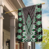 Green Aotearoa Tukutuku and Poutama Motif Garden Flag LT03 House Flag Green - Polynesian Pride