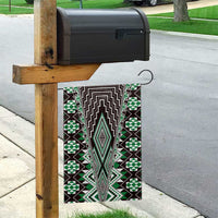 Green Aotearoa Tukutuku and Poutama Motif Garden Flag LT03 - Polynesian Pride