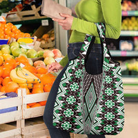 Green Aotearoa Tukutuku and Poutama Motif Grocery Bag LT03 - Polynesian Pride