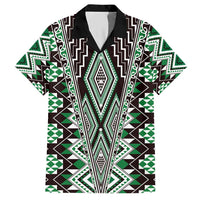 Green Aotearoa Tukutuku and Poutama Motif Hawaiian Shirt LT03 Green - Polynesian Pride