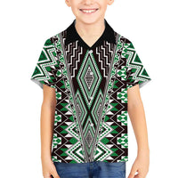 Green Aotearoa Tukutuku and Poutama Motif Hawaiian Shirt LT03 - Polynesian Pride