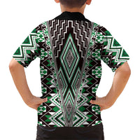Green Aotearoa Tukutuku and Poutama Motif Hawaiian Shirt LT03 - Polynesian Pride
