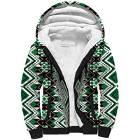 Green Aotearoa Tukutuku and Poutama Motif Sherpa Hoodie LT03 Unisex Green - Polynesian Pride