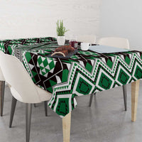 Green Aotearoa Tukutuku and Poutama Motif Tablecloth LT03 - Polynesian Pride