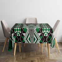 Green Aotearoa Tukutuku and Poutama Motif Tablecloth LT03 - Polynesian Pride