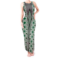 Green Aotearoa Tukutuku and Poutama Motif Tank Maxi Dress LT03 Women Green - Polynesian Pride