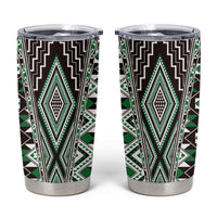 Green Aotearoa Tukutuku and Poutama Motif Tumbler Cup LT03 Green - Polynesian Pride