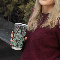 Green Aotearoa Tukutuku and Poutama Motif Tumbler Cup LT03 - Polynesian Pride