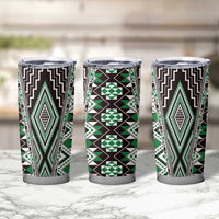 Green Aotearoa Tukutuku and Poutama Motif Tumbler Cup LT03 - Polynesian Pride