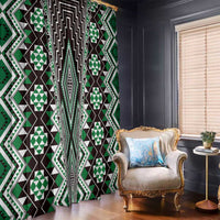 Green Aotearoa Tukutuku and Poutama Motif Window Curtain LT03 - Polynesian Pride