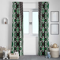 Green Aotearoa Tukutuku and Poutama Motif Window Curtain LT03 - Polynesian Pride