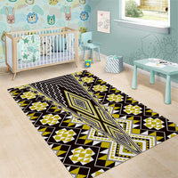 Yellow Aotearoa Tukutuku and Poutama Motif Area Rug