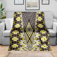 Yellow Aotearoa Tukutuku and Poutama Motif Blanket LT03 - Polynesian Pride