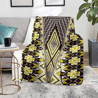 Yellow Aotearoa Tukutuku and Poutama Motif Blanket LT03 - Polynesian Pride