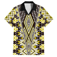Yellow Aotearoa Tukutuku and Poutama Motif Hawaiian Shirt LT03 Yellow - Polynesian Pride