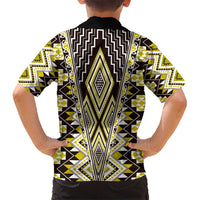Yellow Aotearoa Tukutuku and Poutama Motif Hawaiian Shirt LT03 - Polynesian Pride