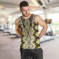 Yellow Aotearoa Tukutuku and Poutama Motif Men Tank Top LT03 Yellow - Polynesian Pride