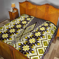 Yellow Aotearoa Tukutuku and Poutama Motif Quilt