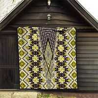 Yellow Aotearoa Tukutuku and Poutama Motif Quilt