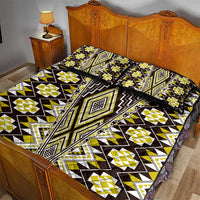 Yellow Aotearoa Tukutuku and Poutama Motif Quilt Bed Set LT03 - Polynesian Pride