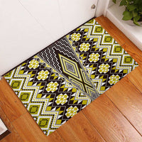 Yellow Aotearoa Tukutuku and Poutama Motif Rubber Doormat LT03 - Polynesian Pride