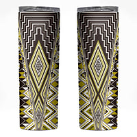 Yellow Aotearoa Tukutuku and Poutama Motif Skinny Tumbler