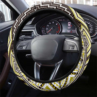 Yellow Aotearoa Tukutuku and Poutama Motif Steering Wheel Cover LT03 - Polynesian Pride
