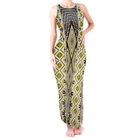 Yellow Aotearoa Tukutuku and Poutama Motif Tank Maxi Dress LT03 Women Yellow - Polynesian Pride