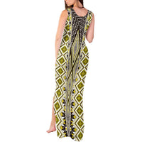 Yellow Aotearoa Tukutuku and Poutama Motif Tank Maxi Dress LT03 - Polynesian Pride