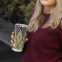 Yellow Aotearoa Tukutuku and Poutama Motif Tumbler Cup LT03 - Polynesian Pride