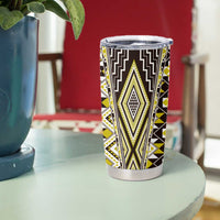 Yellow Aotearoa Tukutuku and Poutama Motif Tumbler Cup LT03 - Polynesian Pride