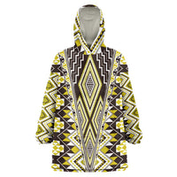 Yellow Aotearoa Tukutuku and Poutama Motif Wearable Blanket Hoodie LT03 One Size Yellow - Polynesian Pride
