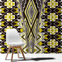 Yellow Aotearoa Tukutuku and Poutama Motif Window Curtain LT03 - Polynesian Pride