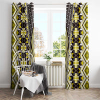 Yellow Aotearoa Tukutuku and Poutama Motif Window Curtain LT03 - Polynesian Pride