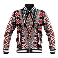Red Aotearoa Tukutuku and Poutama Motif Baseball Jacket LT03 Unisex Red - Polynesian Pride
