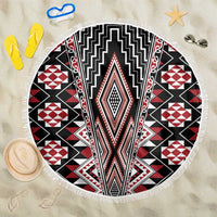 Red Aotearoa Tukutuku and Poutama Motif Beach Blanket LT03 One Size 150cm Red - Polynesian Pride