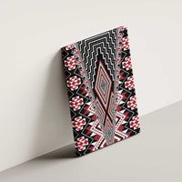 Red Aotearoa Tukutuku and Poutama Motif Canvas Wall Art LT03 - Polynesian Pride
